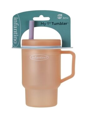 Infantino Peach Tumbler with Lavender Straw
